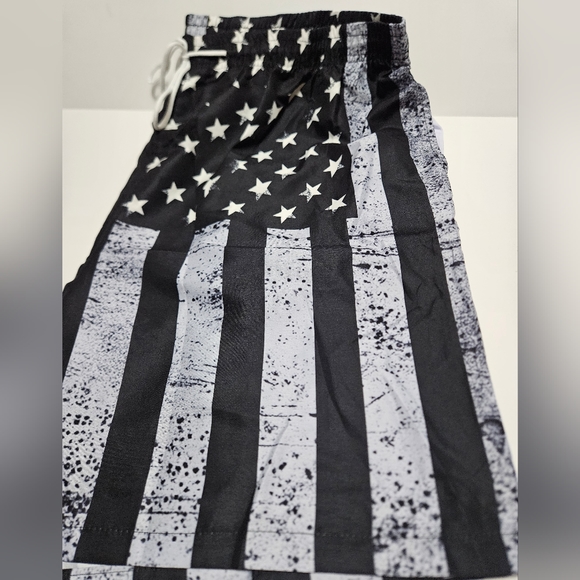American Flag Graphic Lightweight Drawstring W/Pockets Shorts Sz Plus #M-94 - Picture 10 of 10